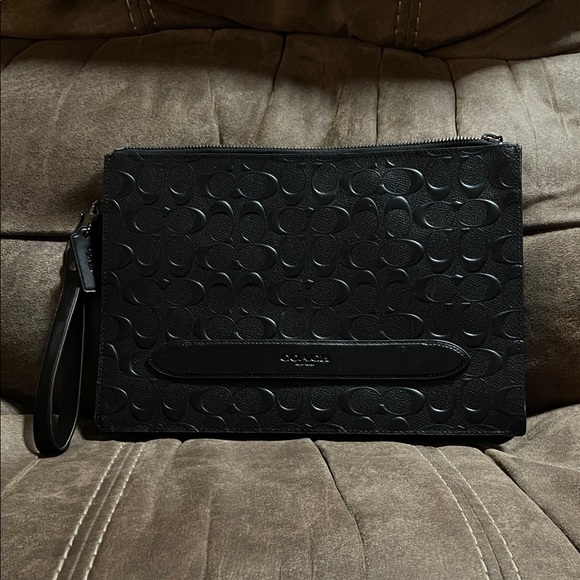 Coach Black Embossed Men's Clutch - Picture 1 of 3